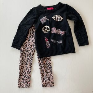 Betsy Johnson toddler girls sweater and pants set